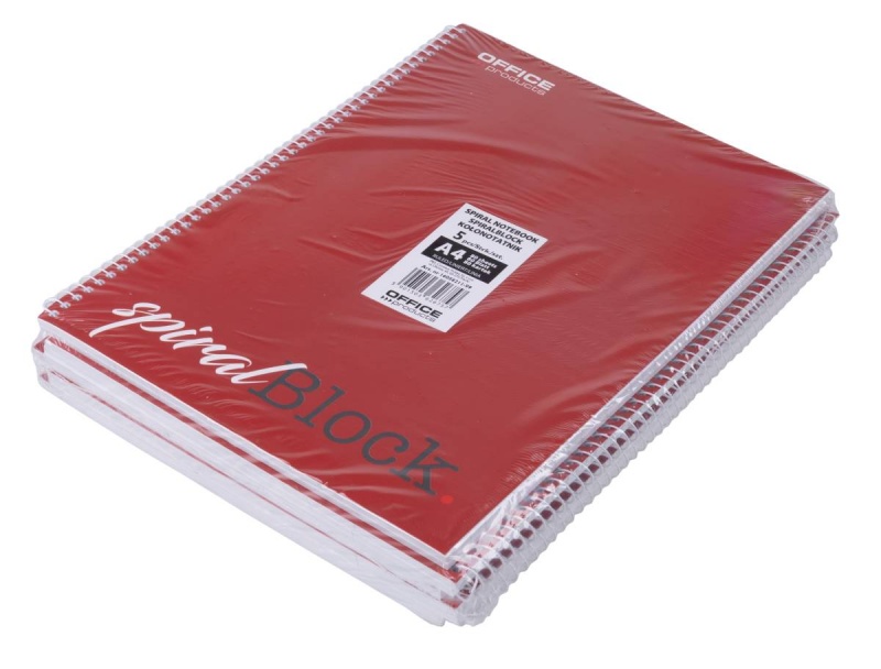 Kołonotatnik OFFICE PRODUCTS, A4, w linie, 80 kart., 70gsm, bordowy, 16058211 - obrazek 3